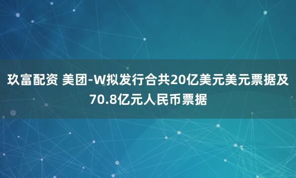 玖富配资 美团-W拟发行合共20亿美元美元票据及70.8亿元人民币票据